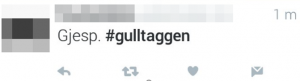 Bilde fra Twittermelding. "Gjesp. #gulltaggen"