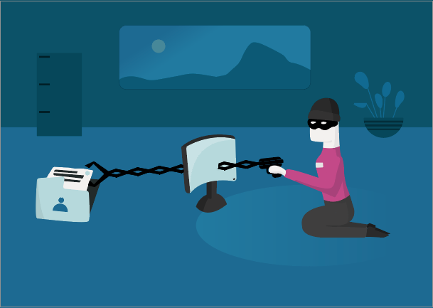 Person trying to steal personal information from a computer